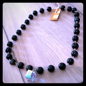Black Onyx and Swarovski Crystal Necklace